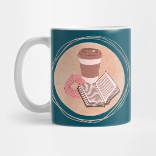 Coffee, scrunchie, and a book graphic design Mug